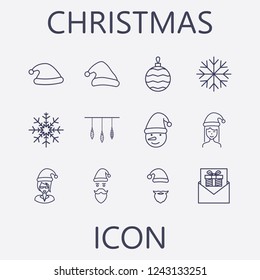 Christmas icon set.Vector illustration