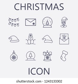 Christmas icon set.Vector illustration