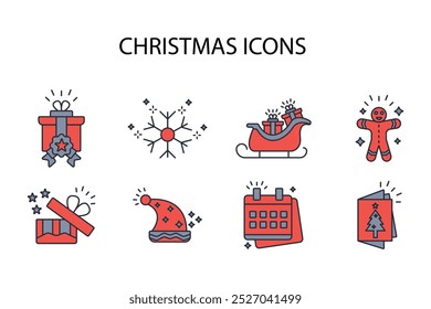 Christmas icon set.vector.Editable stroke.linear style sign for use web design,logo.Symbol illustration.