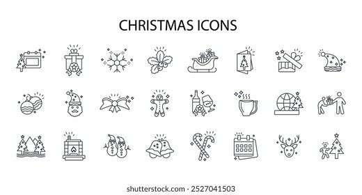 Christmas icon set.vector.Editable stroke.linear style sign for use web design,logo.Symbol illustration.