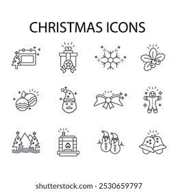 Christmas icon set.vector.Editable stroke.linear style sign for use web design,logo.Symbol illustration.