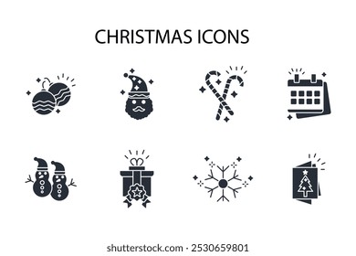Christmas icon set.vector.Editable stroke.linear style sign for use web design,logo.Symbol illustration.