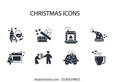 Christmas icon set.vector.Editable stroke.linear style sign for use web design,logo.Symbol illustration.