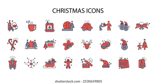 Christmas icon set.vector.Editable stroke.linear style sign for use web design,logo.Symbol illustration.