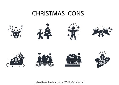 Christmas icon set.vector.Editable stroke.linear style sign for use web design,logo.Symbol illustration.