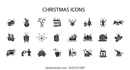 Christmas icon set.vector.Editable stroke.linear style sign for use web design,logo.Symbol illustration.
