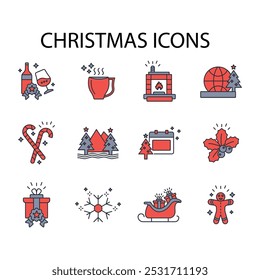 Christmas icon set.vector.Editable stroke.linear style sign for use web design,logo.Symbol illustration.