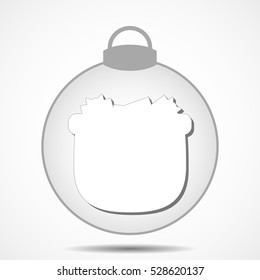 Christmas icon with the silhouette of the bag of gifts on a grey background