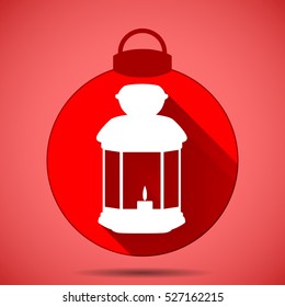 Christmas icon with the silhouette of the lamp on pink background