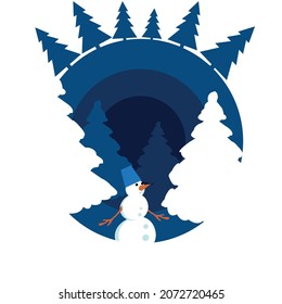 christmas icon for social networks, christmas tree and snowman