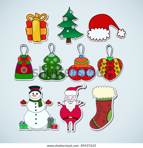 Christmas Icon Stickers Stock Vektorgrafik Lizenzfrei