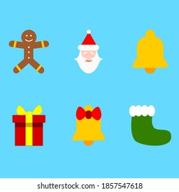 christmas icon symbol. 6 sets of christmas icon designs with colorful flat style. vector design icon of two colorful Christmas bells