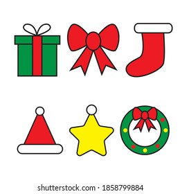 christmas icon symbol. 6 sets of flat and colorful christmas icon designs. vector design icon of two colorful Christmas bells