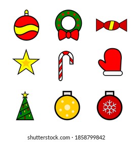 christmas icon symbol. 9 sets of flat and colorful christmas icon designs. vector design icon of two colorful Christmas bells