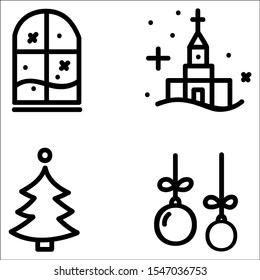 Christmas icon or symbol set. Vector isolated illustration.