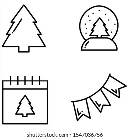 Christmas icon or symbol set. Vector isolated illustration.