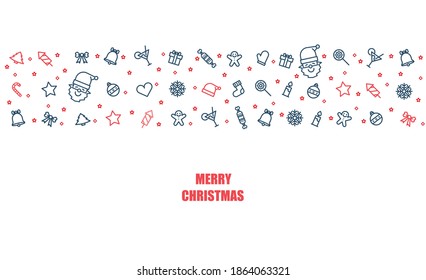 Christmas icon thin line style flat vector design background.