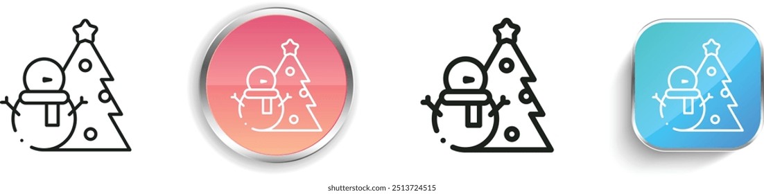 christmas icon. Thin Linear, Regular and Button Style Design Isolated On White Background
