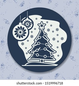 Christmas icon with Christmas tree. Vector illustration.