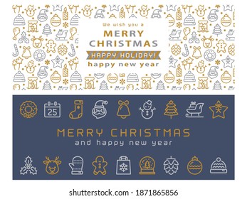 Christmas icon vector banner set.