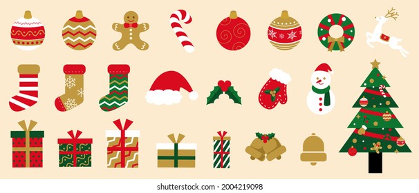 Christmas icon vector illustration set (seamless)