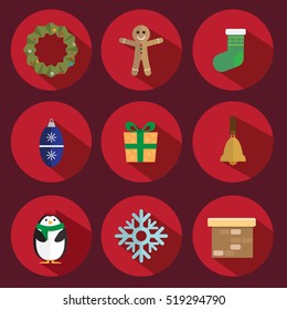 Christmas icon vector red background