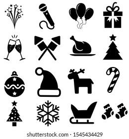 Christmas icon vector set. new year illustration symbol collection. 