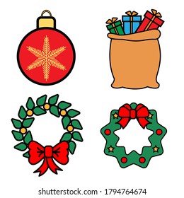 Christmas Icon, Winter Set. Vector Illustration In Flat Design.