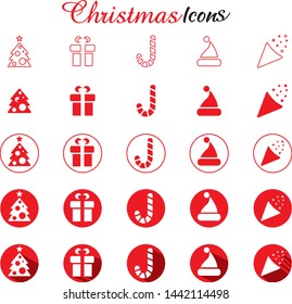 Christmas icons in 5 styles -  vector illustration