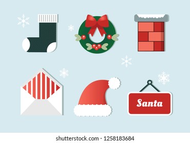 Christmas icons. Christmas is an annual festival commemorating the birth of Jesus Christ, observed primarily on December 25 as a religious and cultural celebration among billions of people.