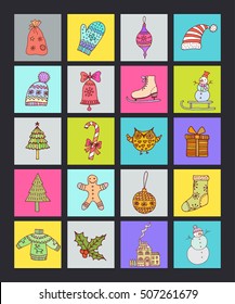Christmas Icons with Background
