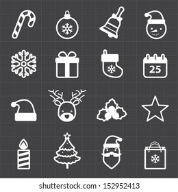 Christmas icons and black background
