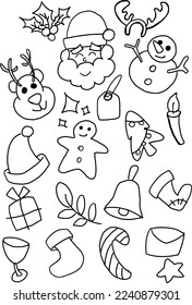 christmas icons brush hand black white