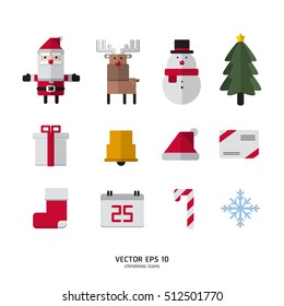 christmas icons cartoon vector set