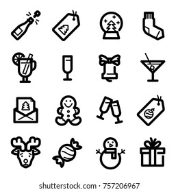 Christmas icons - Champagne, snowman and gifts