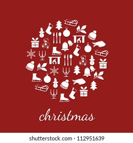 christmas icons in circle