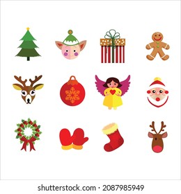 Christmas icons collection colorful classical
