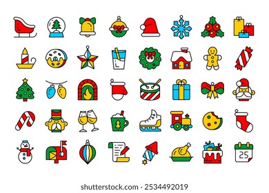 Christmas icons collection. Outline icons collection. Holiday symbol