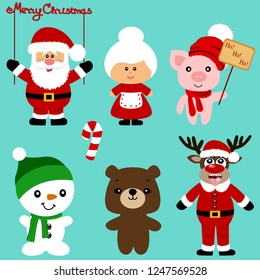 Christmas icons. Collection. Santa. New Year. Symbol. Christmas decoration. Vector illustration