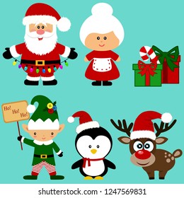 Christmas icons. Collection. Santa. New Year. Symbol. Christmas decoration. Vector illustration