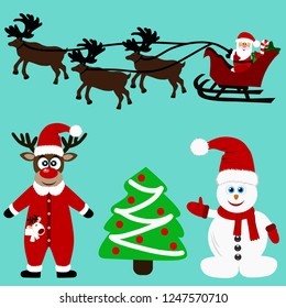 Christmas icons. Collection. Santa. New Year. Symbol. Christmas decoration. Vector illustration