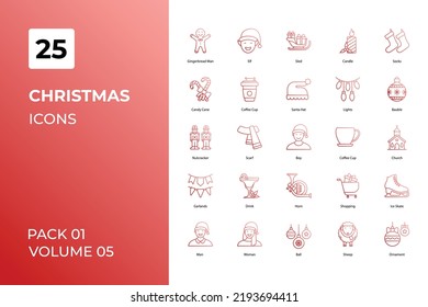 Christmas icons collection. Set contains such Icons as banners, bow, candy, celebration, Christmas, and more 
