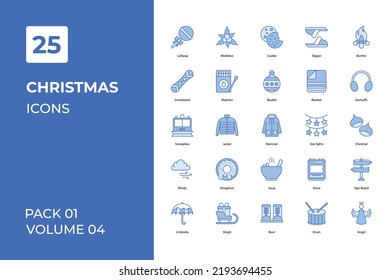 Christmas icons collection. Set contains such Icons as banners, bow, candy, celebration, Christmas, and more 
