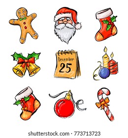 Christmas icons for decoration.