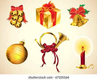 Christmas icons and decoration, gold