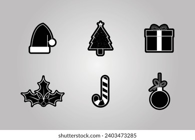 christmas icons design, symbols set, clipart and christmas objects set