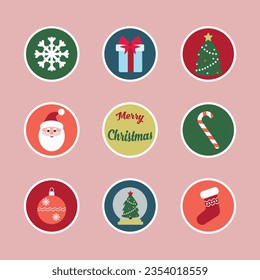 Christmas icons. Christmas icons with different patterns.