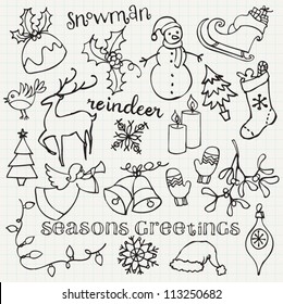 Christmas icons doodles sketchbook