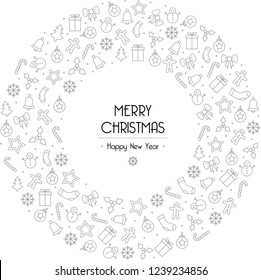 christmas icons elements circle white background