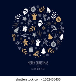 Weihnachtssymbole Dekorieren Bauble Grußkartenhintergrund